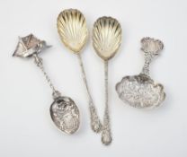 A pair of late Victorian serving spoons by Josiah Williams & Co.
