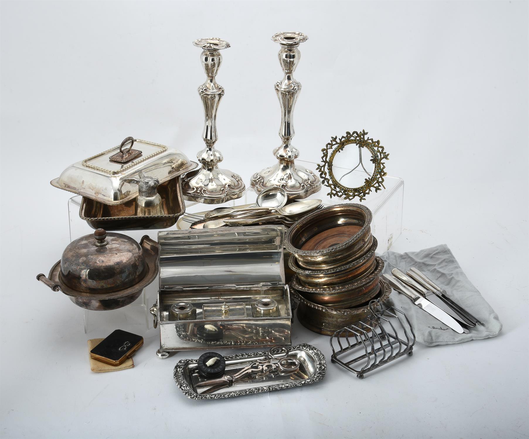 A collection of electro-plated items