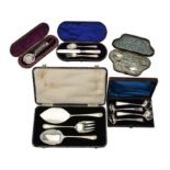 Y A collection of cased silver flatware