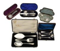 Y A collection of cased silver flatware