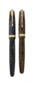 Parker, two Vacumatic Blue Diamond fountain pens, circa 1941