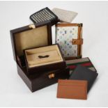 A brown leather faux crocodile jewellery case by Fortnum & Mason