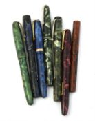 A collection of seven Conway Stewart fountain pens