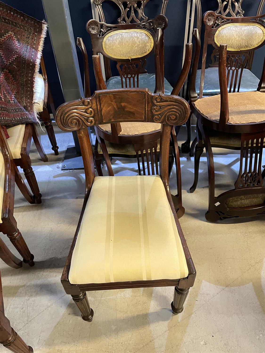 A set of five George IV mahogany dining chairs - Image 5 of 12