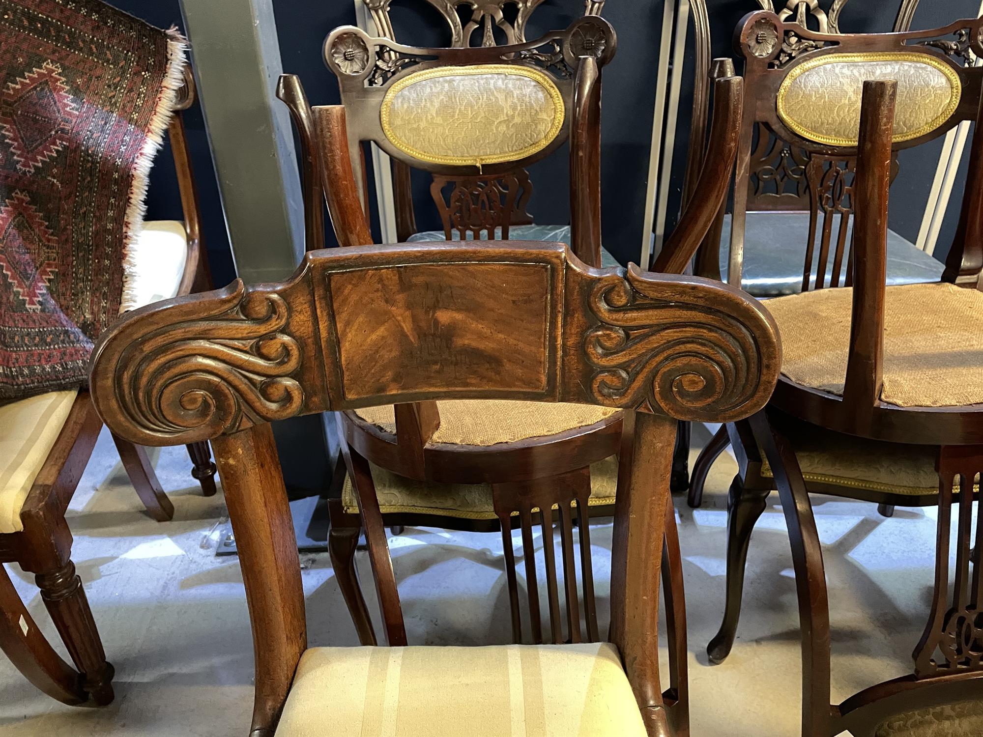 A set of five George IV mahogany dining chairs - Image 4 of 12