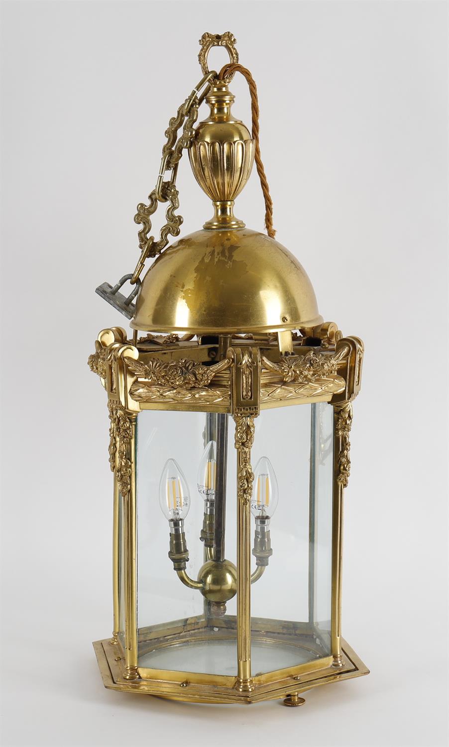 A gilt metal six glass hall lantern in the late 18th century French style - Image 4 of 4