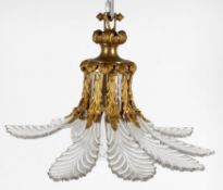A late 19th/early 20th century French cut glass and gilt metal ceiling light
