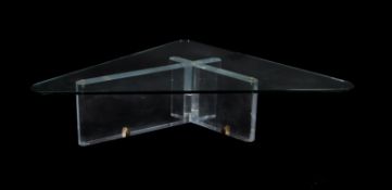 A glass and perspex coffee table