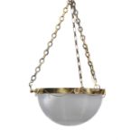 A gilt metal and frosted glass ceiling light