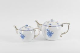 Herend- two modern large tea pots in the "Blue Apponyi" pattern