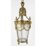 A French gilt-metal and glazed hall lantern