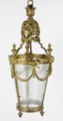 A French gilt-metal and glazed hall lantern