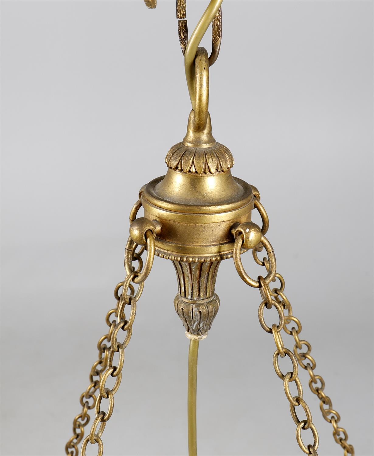 A late 19th/early 20th century French gilt metal and glass four light hanging light - Image 3 of 11