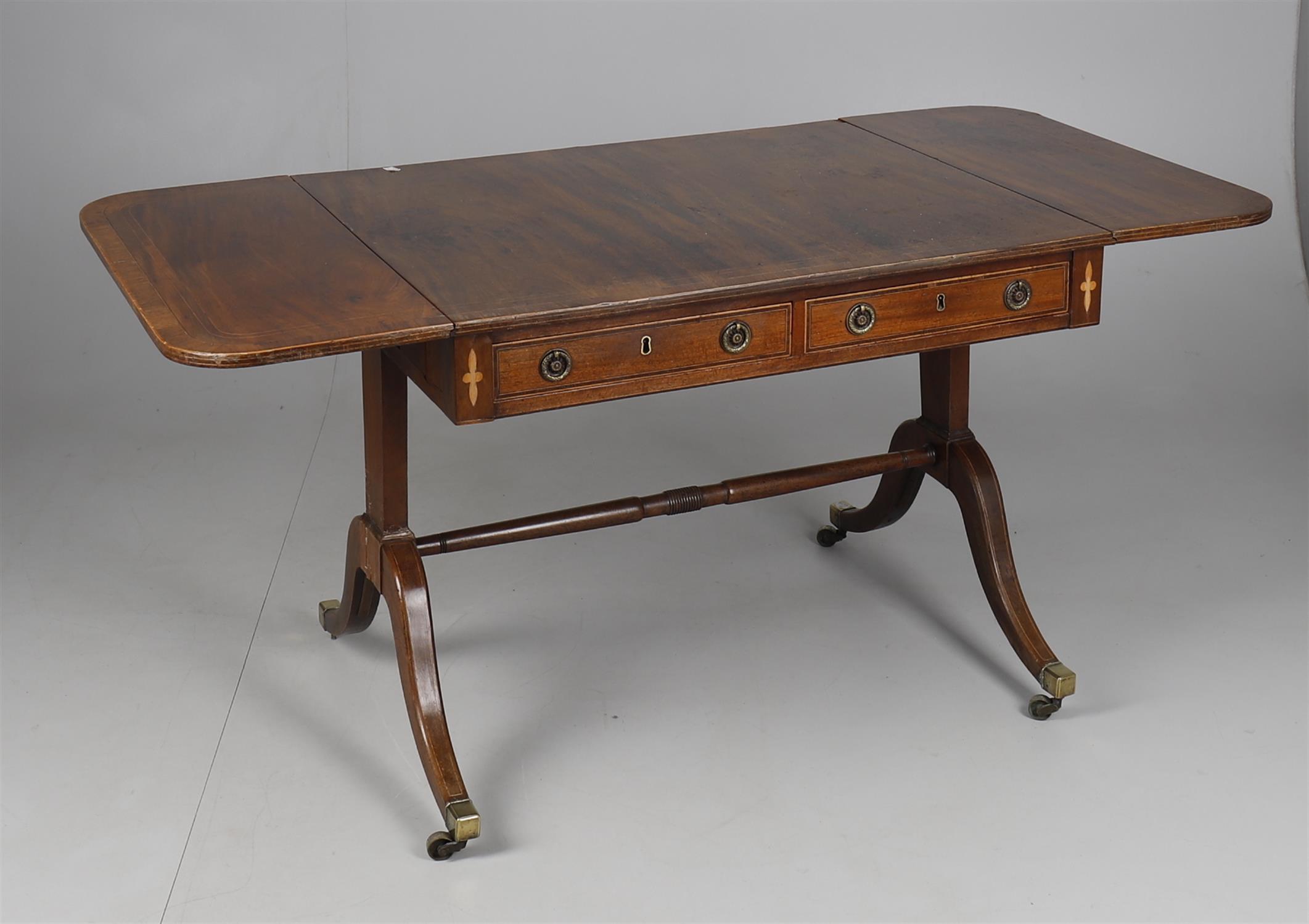 Y An early 19th century mahogany and box strung sofa table - Image 2 of 4