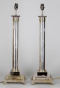 A pair of modern electro-plated table lamps