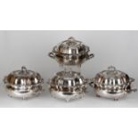 A suite of four Old Sheffield plated serving dishes stands and covers