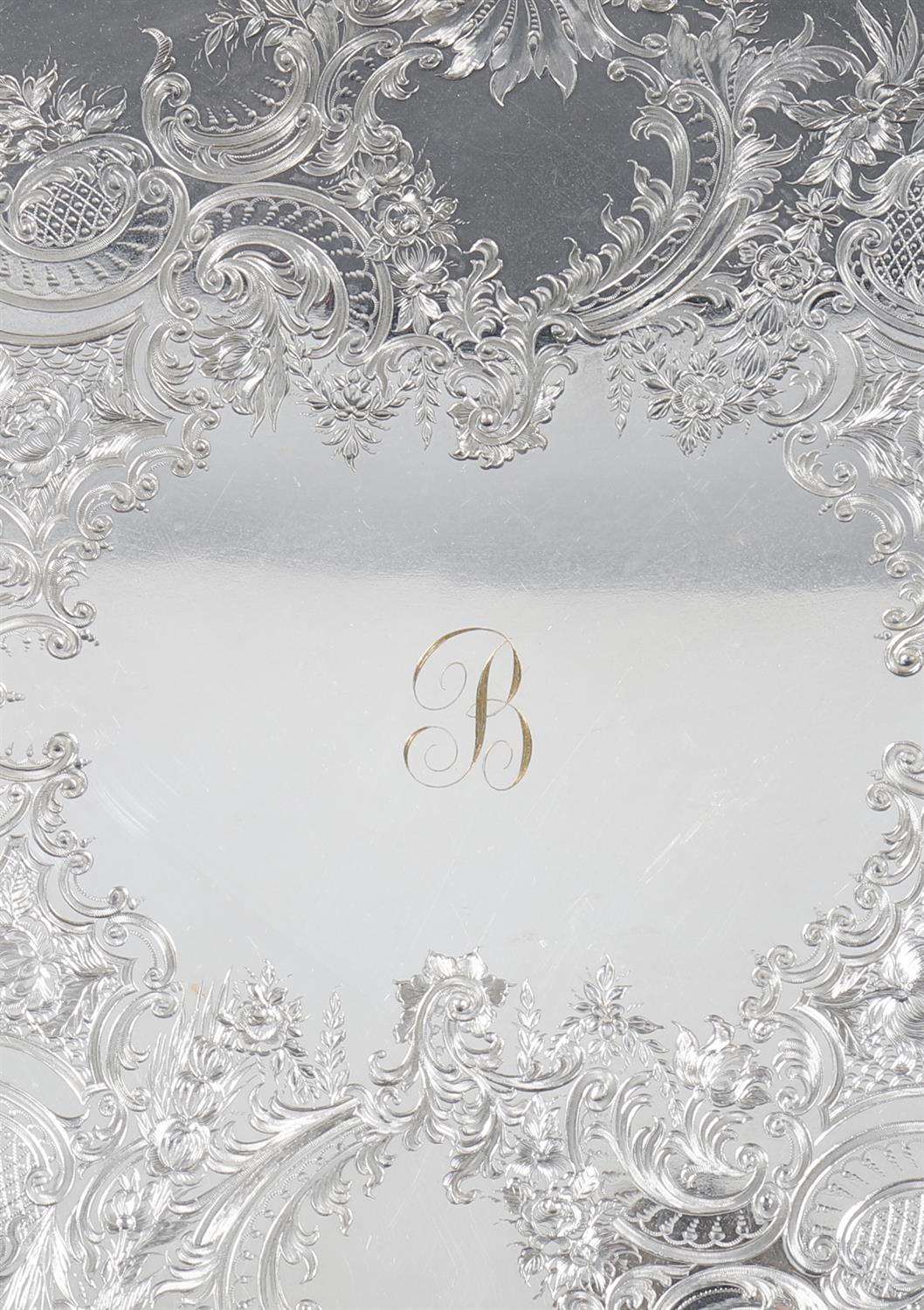 A large silver plated twin handled tray - Image 3 of 3