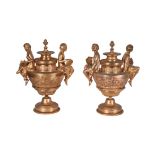 A pair of gilt metal vases in Neoclassical style