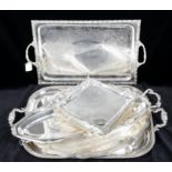 Silver and silver plated trays including a German .800 tray
