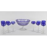 A 20th Century Bohemian style flash cut blue and clear glass suite