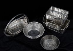 Six woven silver plated baskets