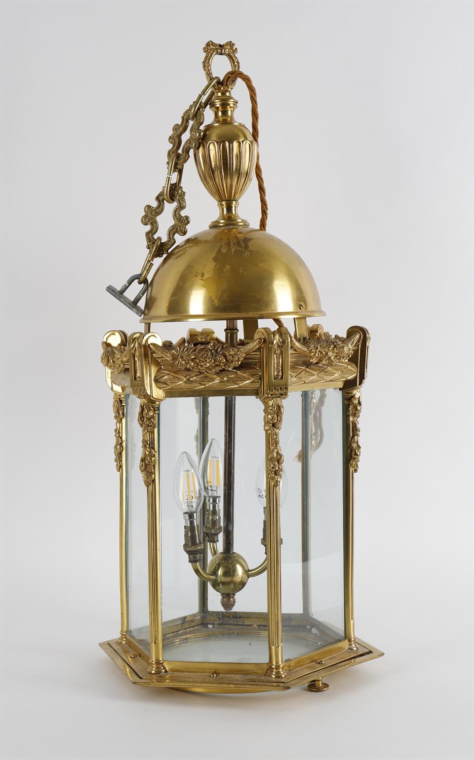 A gilt metal six glass hall lantern in the late 18th century French style - Image 2 of 4