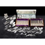 Y Assorted table serving flatware including a French silver plated and ivory handled serving slice