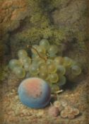 Frederick Thomas Baynes (British 1824-1874) , Still life of grapes and a plum