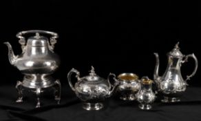 Y Victorian silver plated four piece tea and coffee set