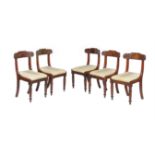 A set of five George IV mahogany dining chairs