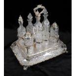 "Sultan of Lingga"- a late Victorian large silver plated eight bottle cruet frame
