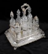 "Sultan of Lingga"- a late Victorian large silver plated eight bottle cruet frame