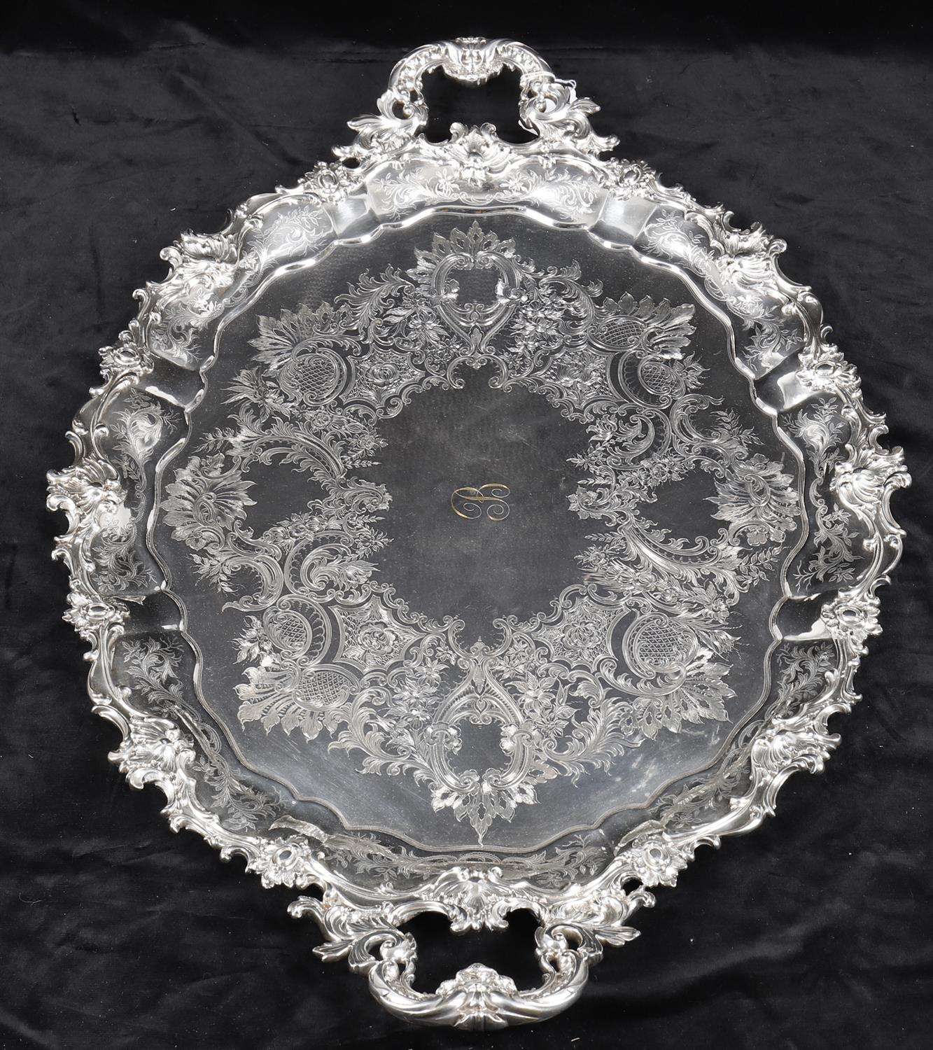 A large silver plated twin handled tray - Image 2 of 3