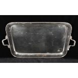 A large silver plated twin handled tea tray