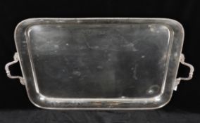 A large silver plated twin handled tea tray