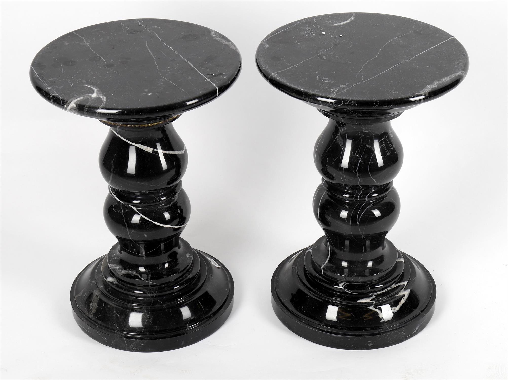 Two modern black marble pedestal columns - Image 4 of 4