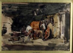 Attributed to Sam Bough, Horse Shoeing