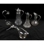 Silver plated wine items including two claret jugs