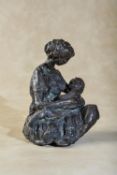 Contemporary School, bronze group of nursing mother and child