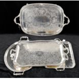 Silver plated trays including a twin handled tea tray