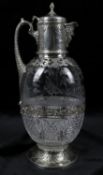 An Elkington silver plate mounted cut glass claret jug