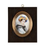 Y Continental School (19th century), Portrait miniature of a sybil