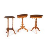 A group of three birch occasional tables