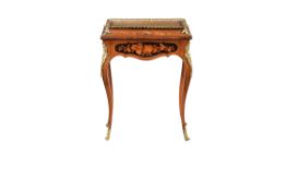 A Victorian walnut and inlaid bijouterie table
