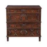 A Charles II oak chest of drawers