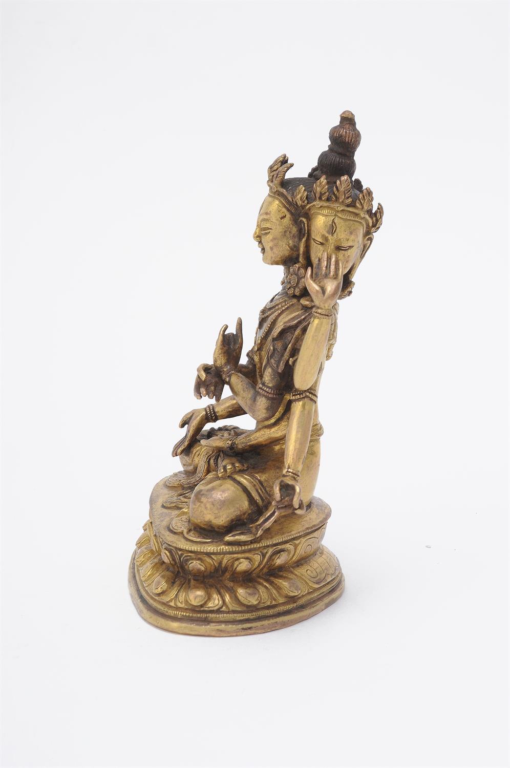A Sino-Tibetan gilt-bronze eight-armed goddess - Image 3 of 5