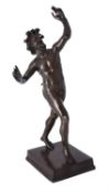 A large Italian patinated bronze alloy model of the Dancing Faun