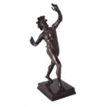 A large Italian patinated bronze alloy model of the Dancing Faun