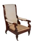A George IV carved mahogany reclining armchair