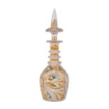 A Bohemian cut-glass and enamelled decanter and spire stopper for the Ottoman market